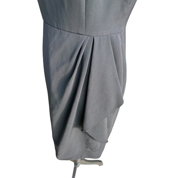 Lafayette 148 Petite Black Pleated Ruffle Crossed Shoulder Sleeveless Dress - 4P - Picture 4 of 10